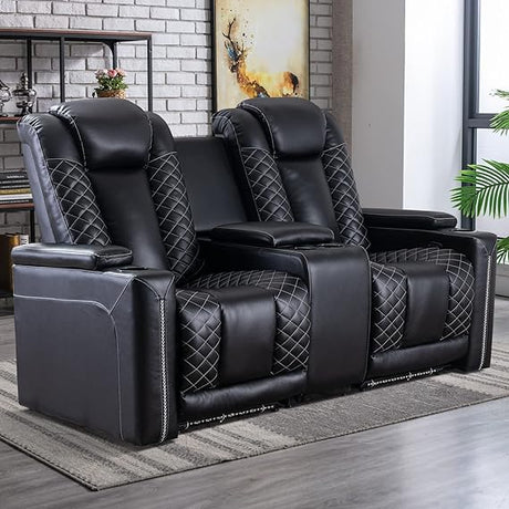 Home Theater Seating, Electric Power Recliner with USB Ports and Cup Holders