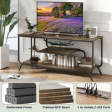 TV Stand with LED Lights and Power Outlet, Entertainment Centre for TVs Up to 55 Inch,