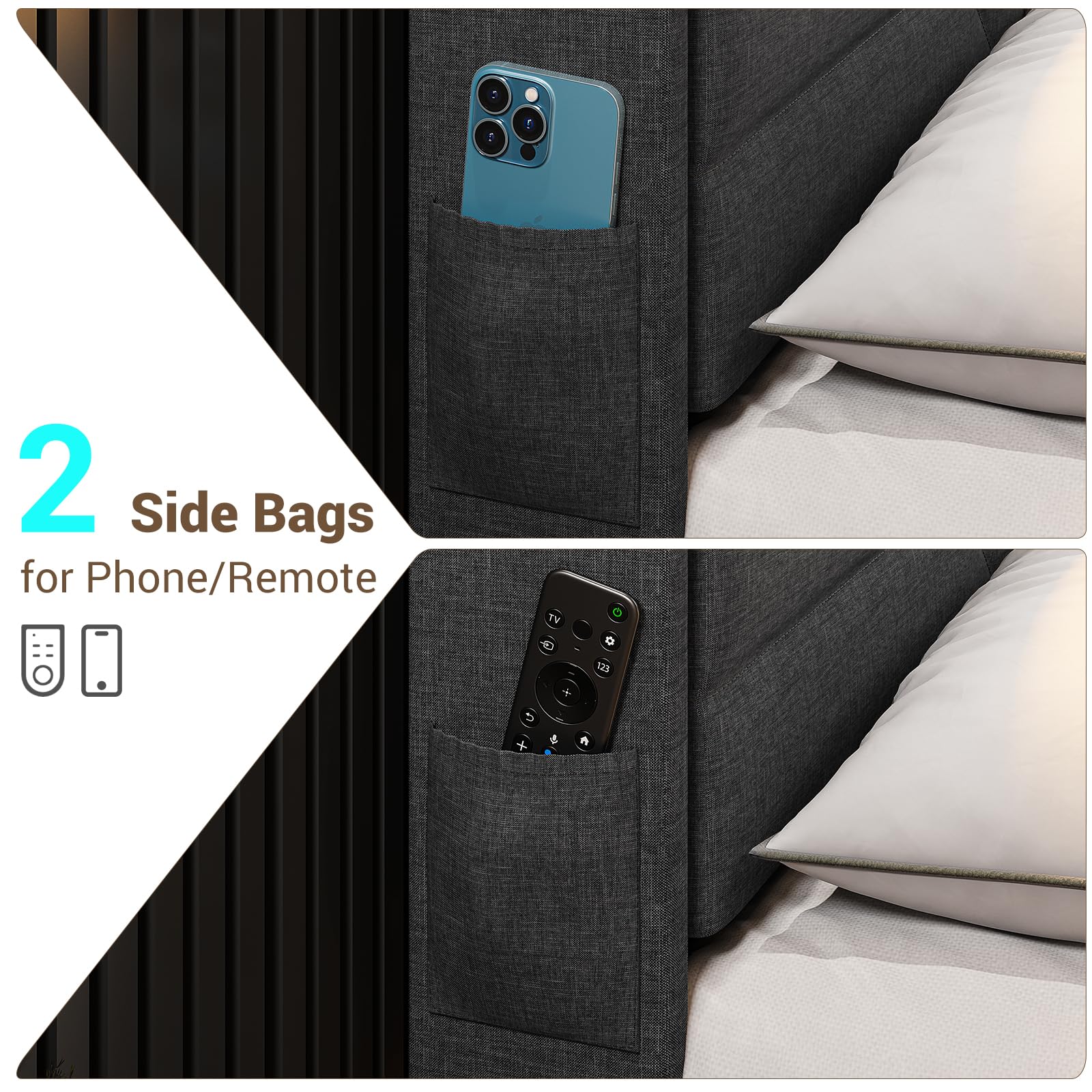 Full Floating Bed Frame with RGB LED Lights & USB Charging