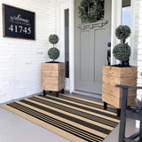 Outdoor Rug 3' x 5', Black and Khaki Washable Rugs Front Porch Rug Cotton Woven