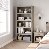 IDEALHOUSE 5 Tier Bookcase, Farmhouse Book Shelf with Storage Open Display Bookshelves, 71" Tall Book Case Wooden 5 Shelf Bookcase Home Decor Furniture for Home Office, Living Room, Bed Room - Grey