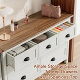 Farmhouse 7 Drawer Dresser for Bedroom, Antique Double Dresser & Chest