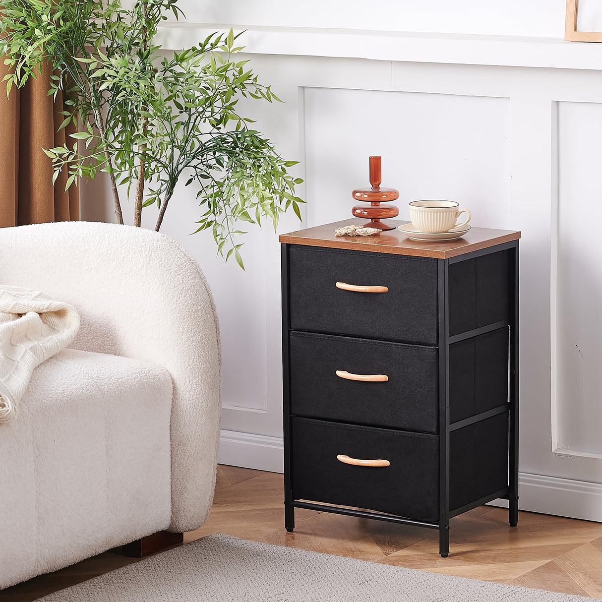 Nightstand with Drawer, Night Stand Bedside Table with Storage Drawers