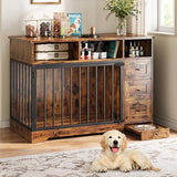 48" Farmhouse Dog Crate Furniture with Storage Drawers