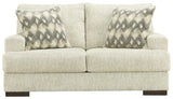 Caretti Contemporary Loveseat with Accent Pillows, Beige