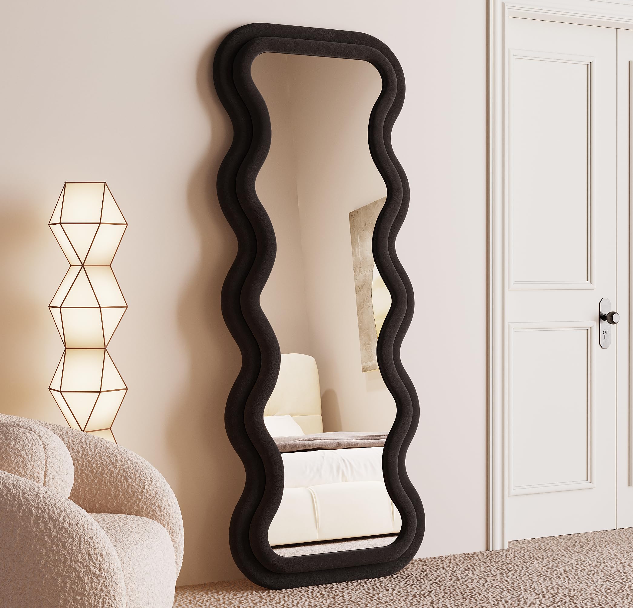 Full Length Wall Mirror 63" x 24" - Irregular Wavy Frame Floor Mirror