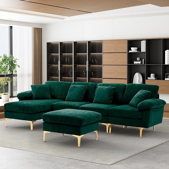U-Shaped Sectional Sofa Couch, 4 Seat Sofa Set for Living Room
