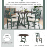 5-Piece Round Dining Table Set with Retro Chairs
