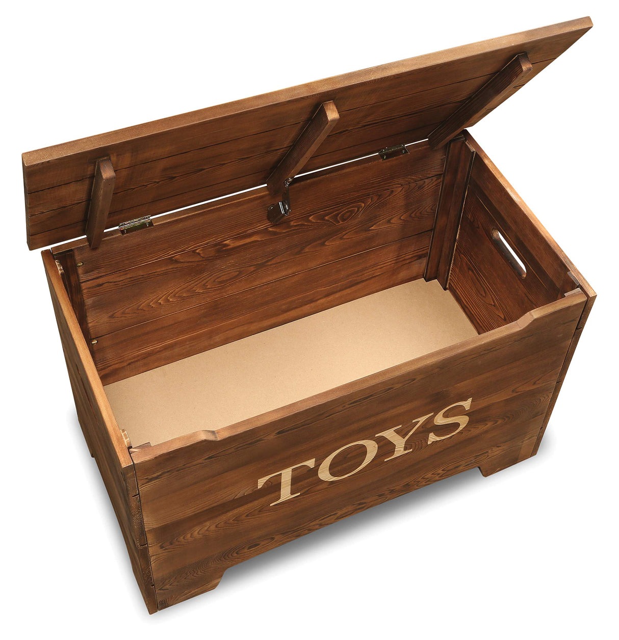 Solid Wood Toy Box in Caramel Brown – Safe, Customizable Storage for Kids' Toys