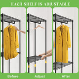 77" H Clothes Rack Heavy Duty Loads 900LBS Metal Clothing Racks for Hanging Clothes Adjustable Clothing Rack