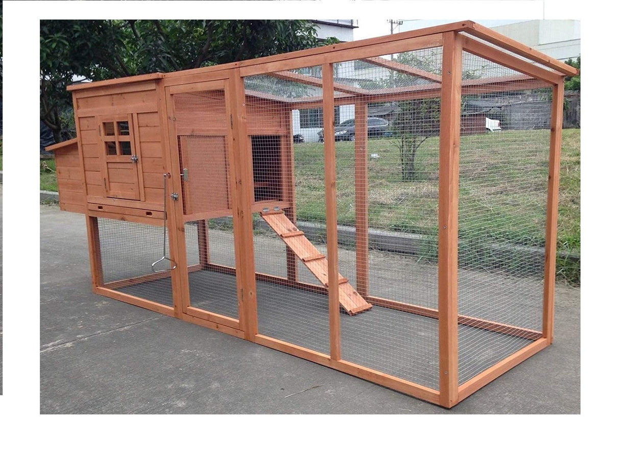 Large 95" Deluxe Solid Wood Hen Chicken Cage House Coop Huge with Run Nesting Box