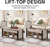 Gray Coffee Table, Lift Top Coffee Table with Hidden Compartment & Shelf