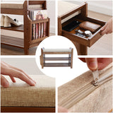 2-Tier Shoe Storage Bench with Storage, Bamboo Shoe Bench with Cushioned Seat