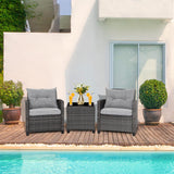 Wicker Patio Furniture Sets - 3 Pieces Rattan Sofa Set