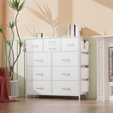 10 Drawer Dresser, Chest of Drawers for Bedroom, PU Dresser with Side Pockets