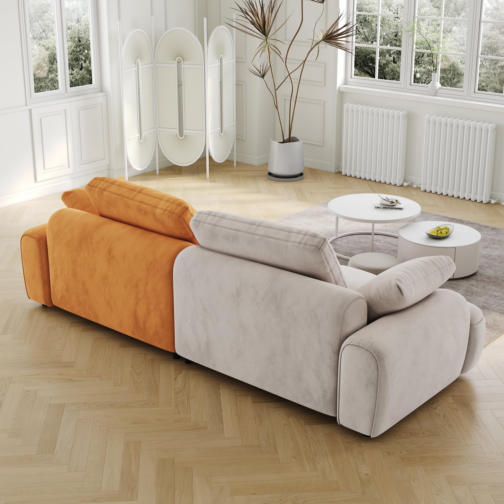 Bicolor Cloud Couch, 86.6″ Comfy Candy Suede Upholstery Loveseat Sofa