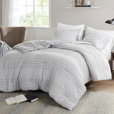 Spaces Cotton Comforter Set Jacquard Pom-Pom Tufts Design, Down Alternative,