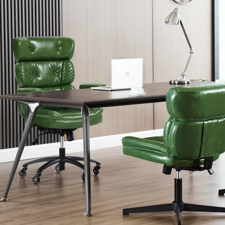 Executive Office Chair Retro Green Leather Office Chai