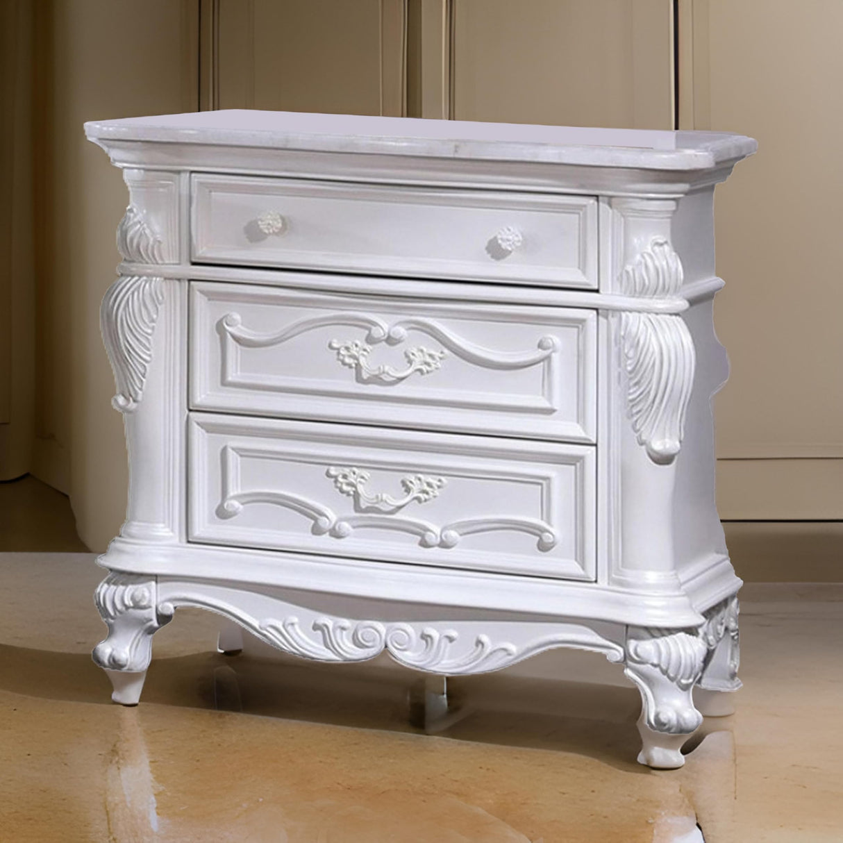 Nightstand with 3 Drawers, 34 Inch