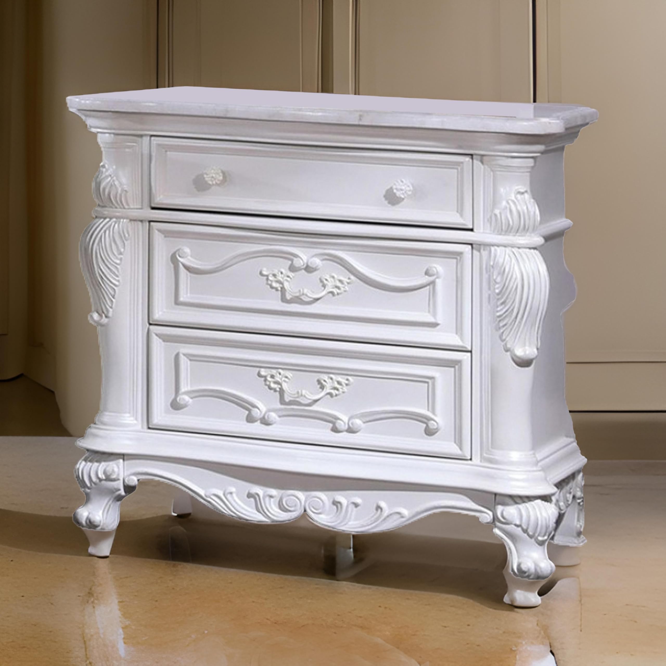 Nightstand with 3 Drawers, 34 Inch