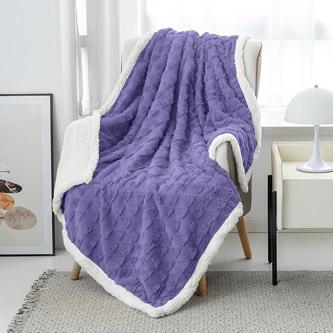 Throw Blanket for Couch - Fleece Blankets & Throws Faux Fur Blanket Soft Fuzzy Sherpa