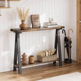 Farmhouse Console Table, 43.3" Entryway Table with Storage, 2 Tier Sofa Table