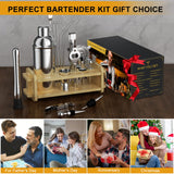 30pcs Mixology Bartender Kit with Stand, 25oz Bar Set Cocktail Shaker Set