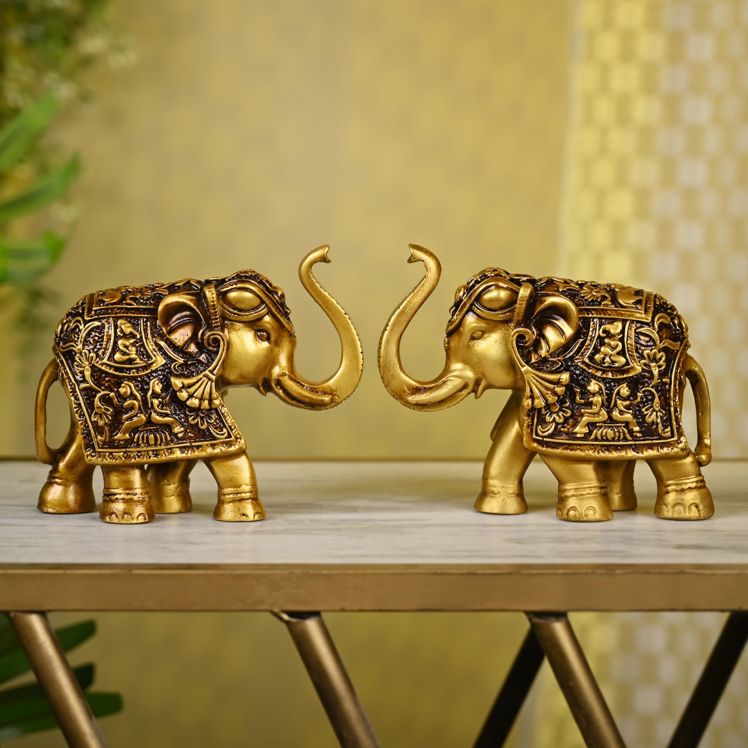 Elephant Statue | Set of 2 Elephant Figurine | Elephant Family Statue Showpiece Figurines