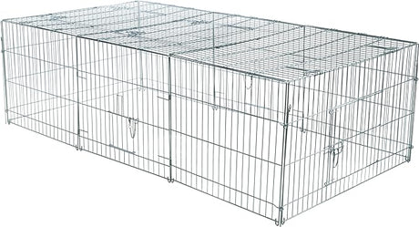 Enclosed Outdoor Run- 34 cu. ft., Galvanized Metal Cage, Portable Pen for Rabbits or Guinea Pigs