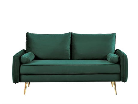 Kent Modern Loveseat, European Style Velvet Living Room Furniture with Tapered Legs, Vintage Flair, and Sleek Design, Love Seat, Green