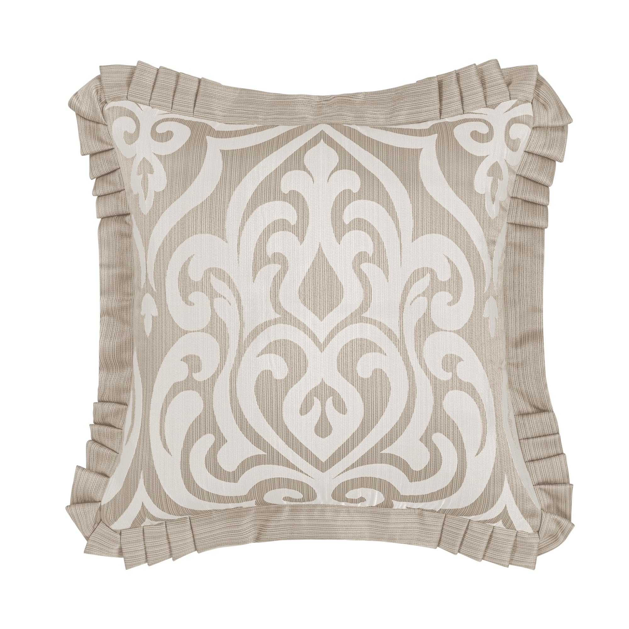 9-Piece Jacquard Comforter Set - Luxury Damask Bedding King Size (Taupe Beige)