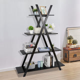 A Frame Bookshelf Storage Shelves, 4 Tier Ladder Bookcase Free Standing