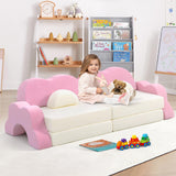 Modular Kids Play Couch, Kids Couch Fortplay Nugget Couch for Boys and Girls, Convertible Foam Floor Cushions, Toddlers Playroom and Bedroom Furniture (Pink)