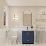 Ayna Decors Maya 30 inch Navy Blue Bathroom Vanity Set with Quartz Countertop