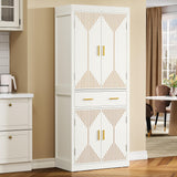 Storage Cabinet, 72" Tall Kitchen Pantry Cabinet with Carved Design Doors Modern