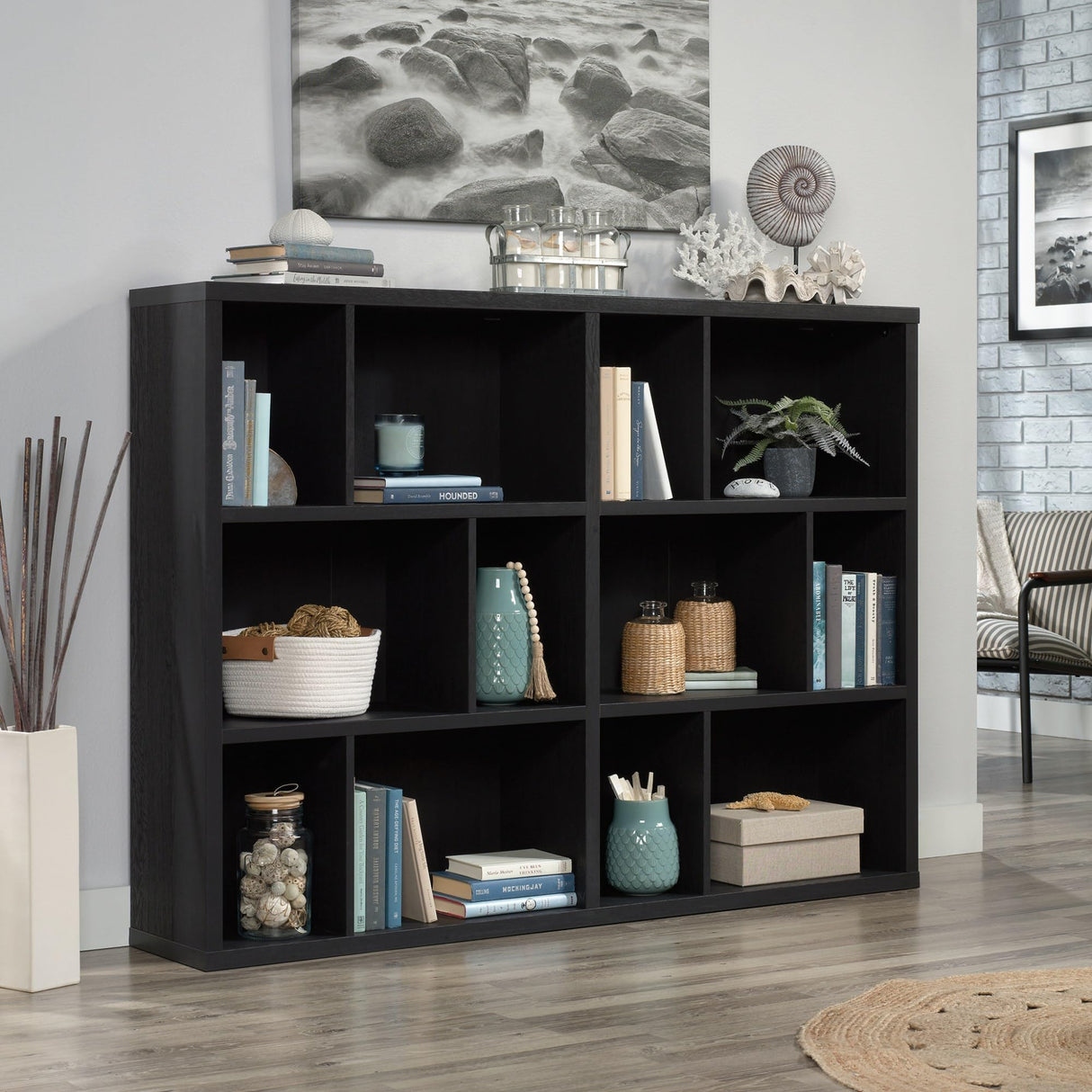 Miscellaneous Storage Modular Cube Storage Display Bookcase/Book Shelf, Raven Oak Finish