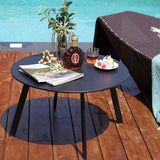 Round Steel Patio Coffee Table, Weather Resistant Outdoor Large Side Table