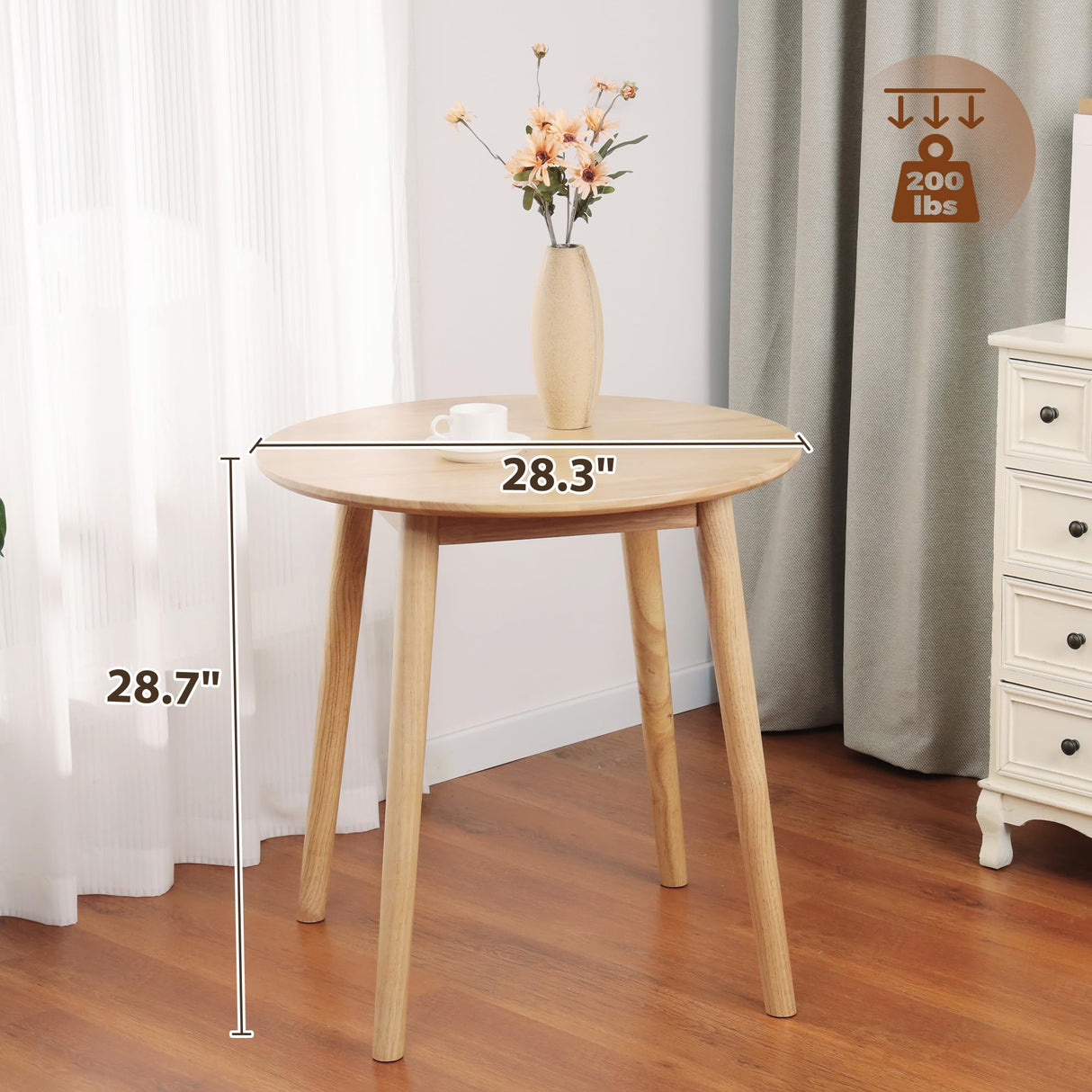 28.3" Small Round Dining Table for 2,Wooden Space-Saving Kitchen Dinner Table Rustic Wood Dining Table