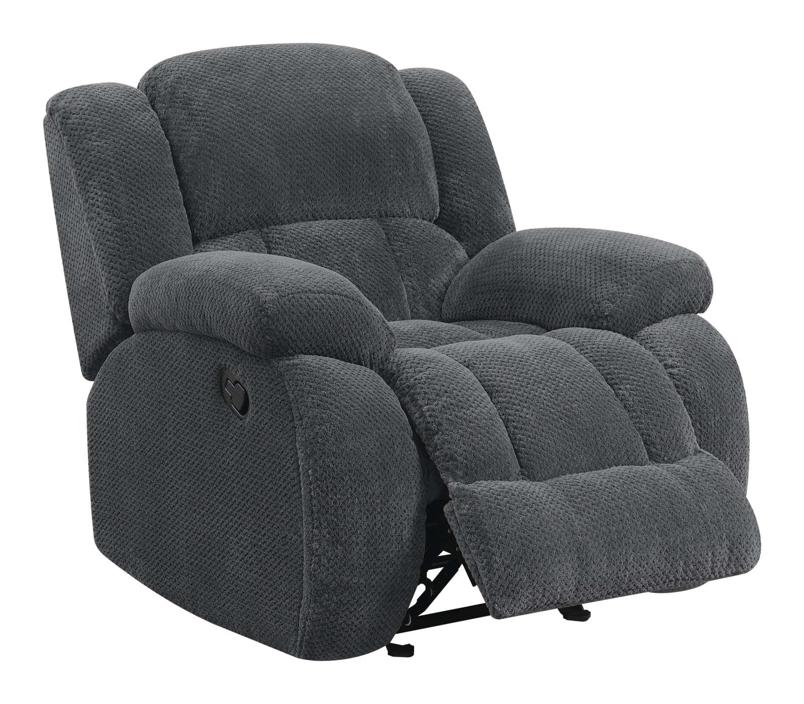GlideEase Charcoal Performance Fleece Glider Recliner with Gel Memory Foam