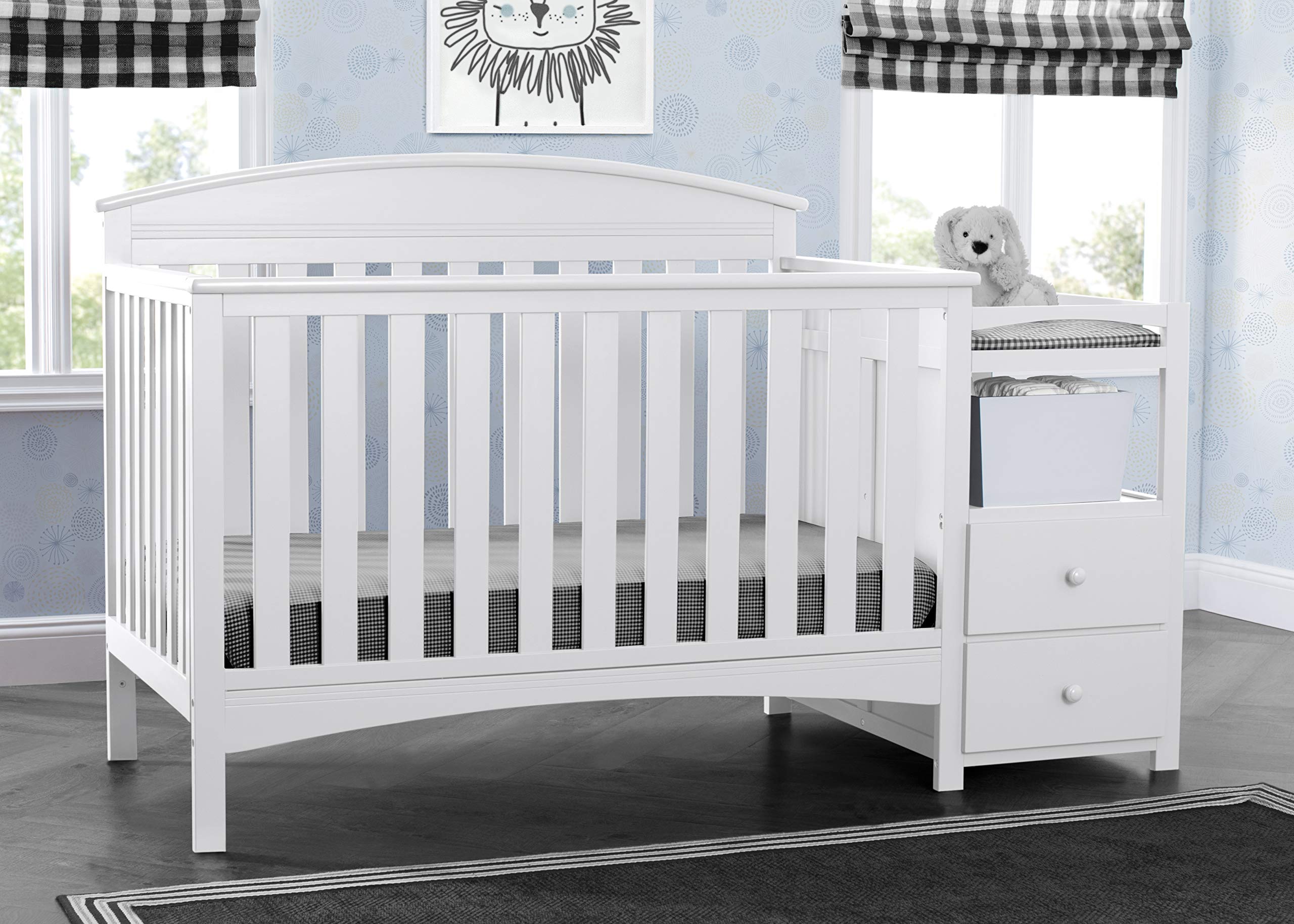 Abby Convertible Crib 'N' Changer + Changing Pad and Cover [Bundle], Bianca
