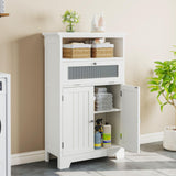 Bathroom Floor Storage Cabinet with Flip Glass Drawer, Freestanding