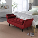 Velvet Storage Bench for Bedroom End of Bed, 65" Upholstered Rolled Armed Button Tufted Stool Bench,