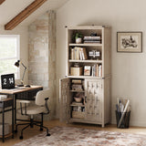 Farmhouse Bookcases with Doors, Floor Standing 5-Shelf Display Storage Shelves