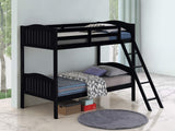 Littleton Twin Over Twin Bunk Bed with Ladder Black