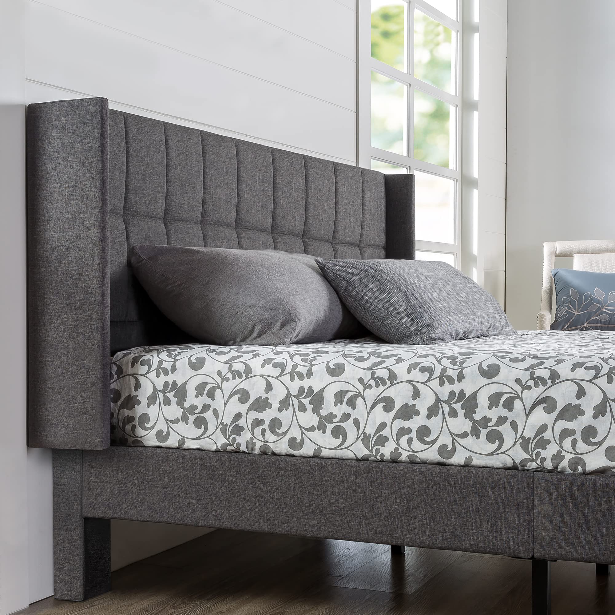 Dori Upholstered Platform Bed Frame with Wingback Headboard