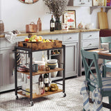 Industrial Bar Cart for The Home, Serving Cart with Wheels and Handle