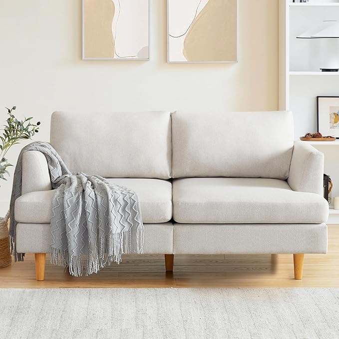 Sofa with Deep Seats, 65" Mid Century Modern Sofa