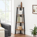 Corner Shelf Stand, 4-Tier Corner Bookshelf, Industrial Corner Ladder Shelf