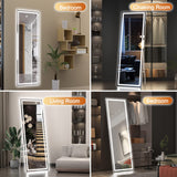 Full Length Mirror with Lights, 56" x 16" LED Floor Mirror, Full Body Dressing Standing