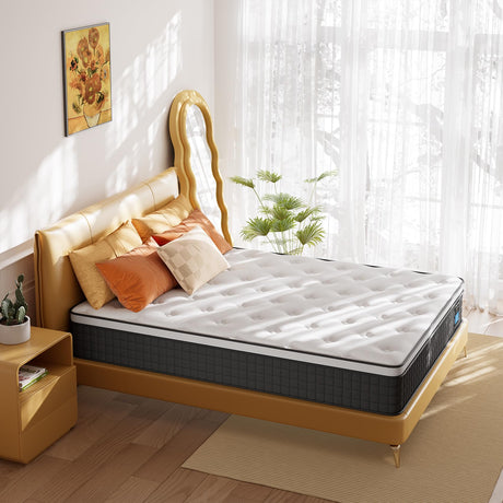 Queen Mattress, 8 Inch Queen Size Mattresses, Hybrid Mattress in a Box with Memory Foam